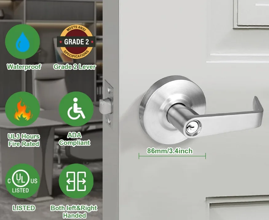 Triton Locksmith Plantation measuring door opening force with calibrated gauge during ADA compliance audit