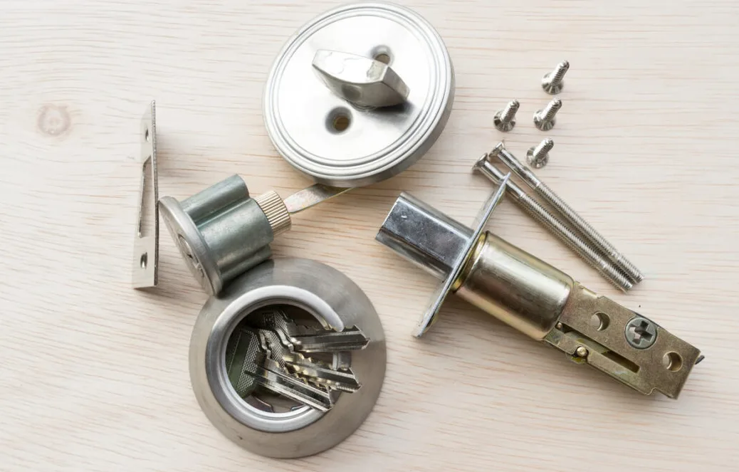 ANSI Grade 1 deadbolt installation on residential front door by Triton Locksmith Plantation in Boca Raton FL