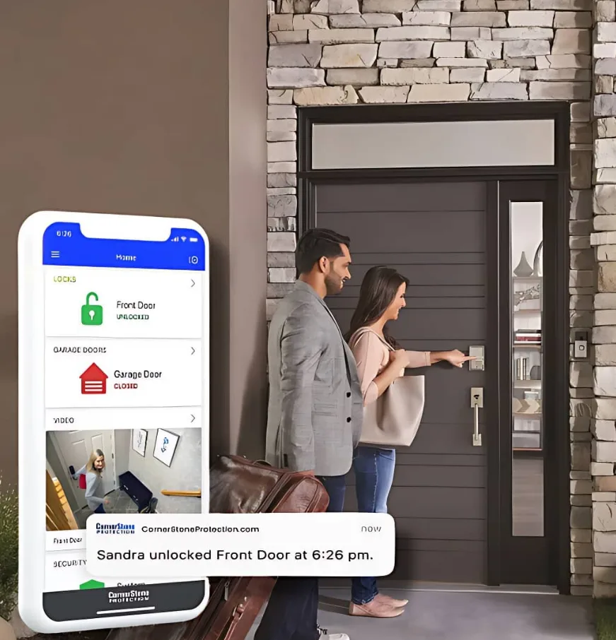 Smart lock installation with keypad and app control on residential front door in Plantation and surrounding cities